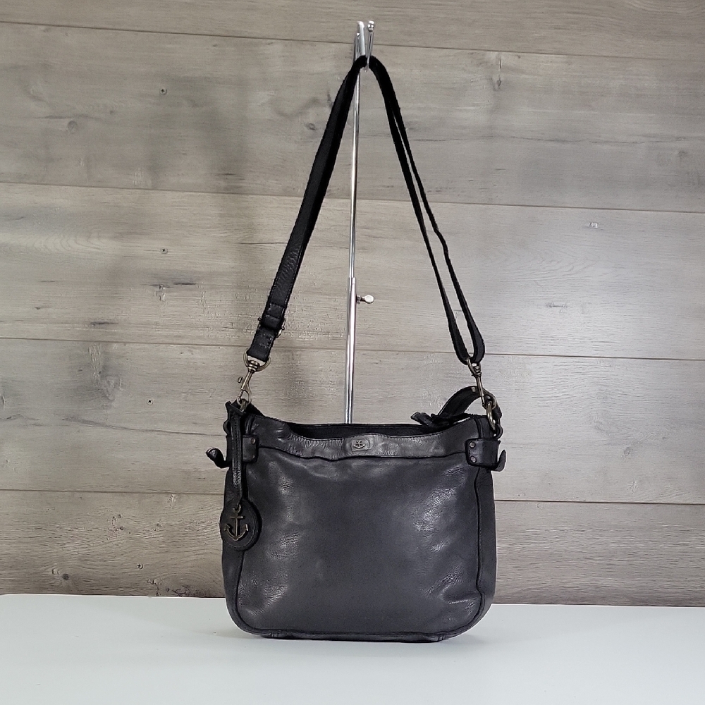 Harbour 2Nd for Anthropologie Black Leather Crossbody Shoulder Bag